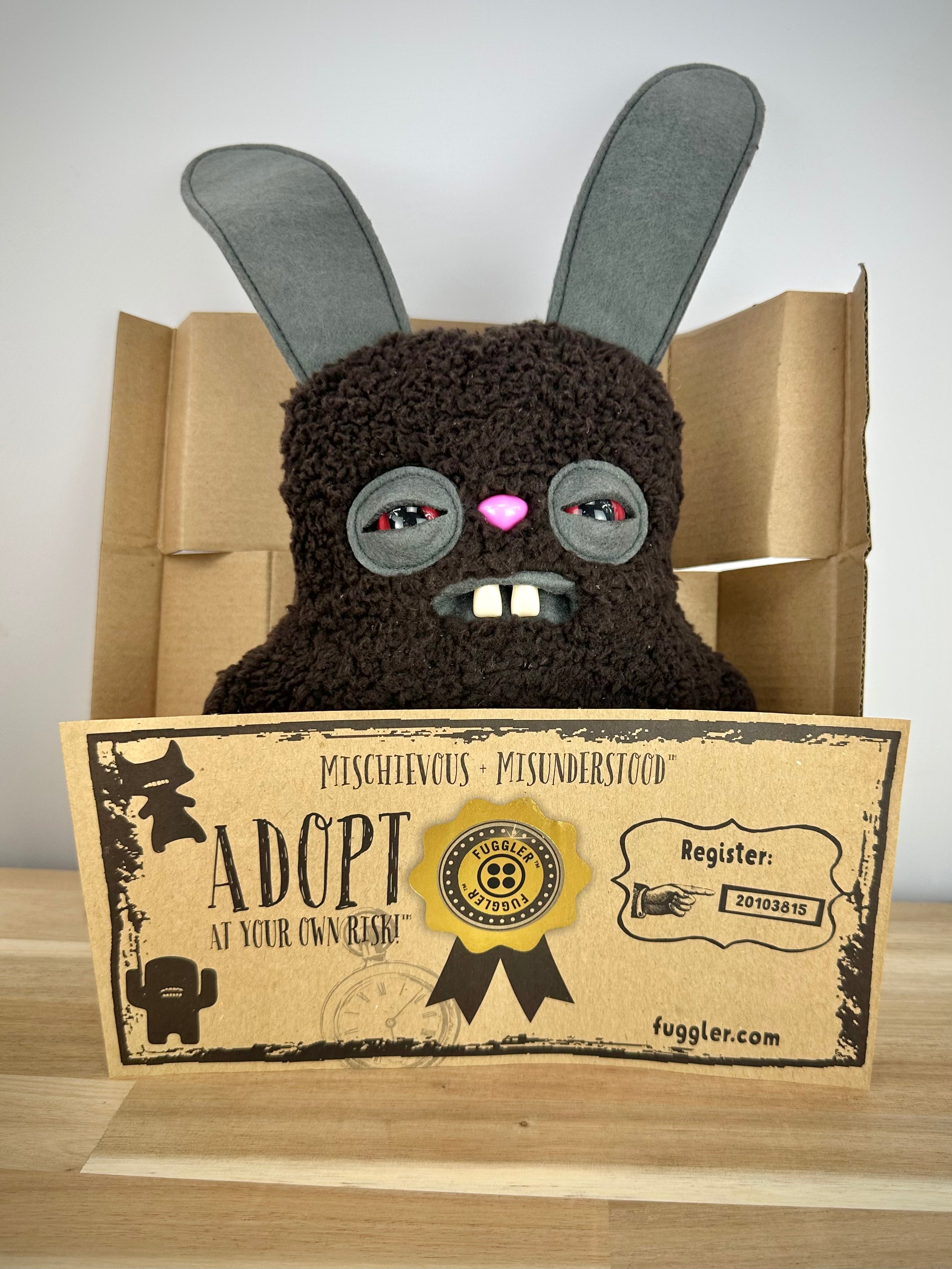 RARE * Fuggler Rabid Rabbit • Fuzzy Brown • Spin Master • Red Eyes • NEW in Open Box